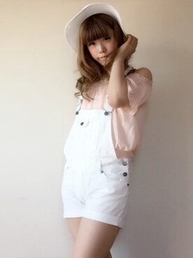 「CECIL McBEE（セシルマクビー）のアイテム（サロペット/オーバーオール）」を使った、ゆゆさん（レディース・157cm）の夏コーディネート