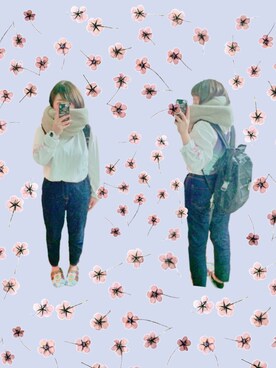 「寒かった」｜「アイテム（Tシャツ/カットソー）」を使った、りっぺさんさん（レディース・155cm）の冬コーディネート