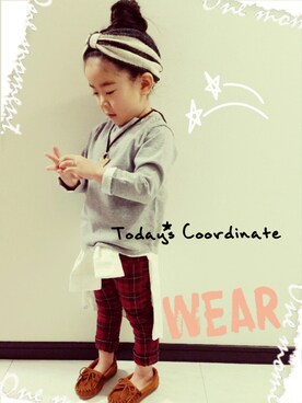 「タータンチェック」｜NONさん（キッズ・100cm）の冬コーディネート