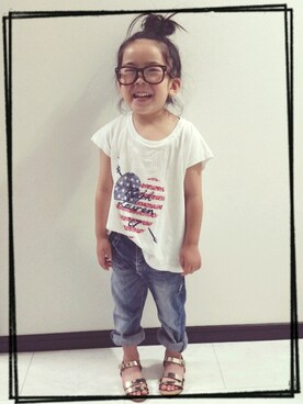 「DENIM BAR（デニム　バー）のアイテム」を使った、NONさん（キッズ・100cm）の夏コーディネート