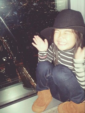 「ハットコーデ」｜NONさん（キッズ・100cm）の秋コーディネート