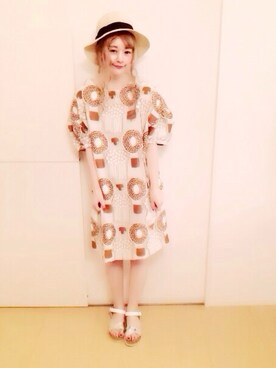 「l'atelier du savon（アトリエドサボン）のアイテム（ハット、ベージュ系）」を使った、sayaさん（レディース・160cm）の夏コーディネート