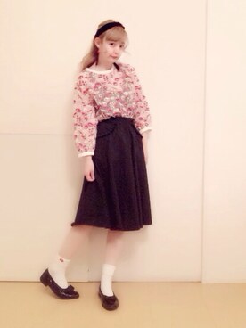 「ユザワヤのアイテム（ヘアアクセサリー、ブラック系）」を使った、sayaさん（レディース・160cm）の夏コーディネート