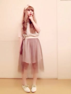 「BEAMS（ビームス）のアイテム（ヘアバンド、ベージュ系）」を使った、sayaさん（レディース・160cm）の夏コーディネート