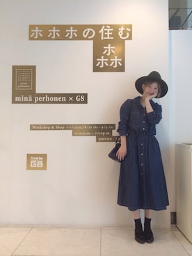 「FERRUCCIO VECCHI（フェリシオベッキ）のアイテム（ハット、グリーン系）」を使った、sayaさん（レディース・160cm）の夏コーディネート