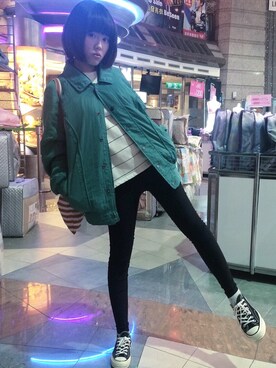 「PAZZO」｜「アイテム（ナイロンジャケット）」を使った、YuanTzangさん（レディース・154cm）の冬コーディネート