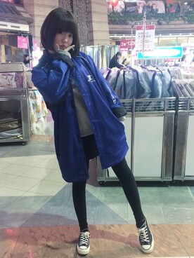 「PAZZO」｜「アイテム（ナイロンジャケット）」を使った、YuanTzangさん（レディース・154cm）の春コーディネート