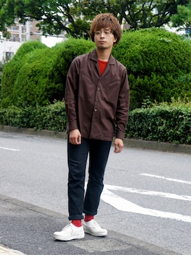 「soe（ソーイ）のアイテム（シャツ/ブラウス）」を使った、correspondanceさん（メンズ・170cm）の夏コーディネート