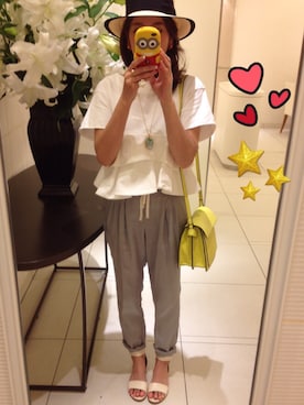 「Drawer（ドゥロワー）のアイテム（Tシャツ/カットソー）」を使った、yuki ☺︎さん（レディース・157cm）の夏コーディネート