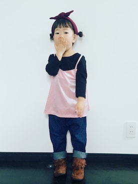 「ベロアキャミ」｜Chiaki Yokoyamaさん（キッズ・100cm）の冬コーディネート