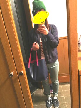 「雨」｜「アイテム（ブルゾン）」を使った、chia❤︎さん（レディース・163cm）の秋コーディネート