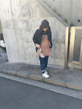「タートルネック」｜「アイテム（チューブトップ）」を使った、アサミ☆さん（レディース・158cm）の春コーディネート