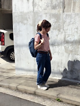 「アイテム（シュシュ、ホワイト系）」を使った、アサミ☆さん（レディース・158cm）の春コーディネート
