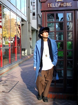 「unrelaxing（アンリラクシング）のアイテム（帽子）」を使った、MEMENTISM STAFF2さん（メンズ・170cm）の冬コーディネート