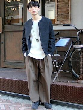 「ノーカラージャケット」｜MEMENTISM STAFF2さん（メンズ・170cm）の春コーディネート