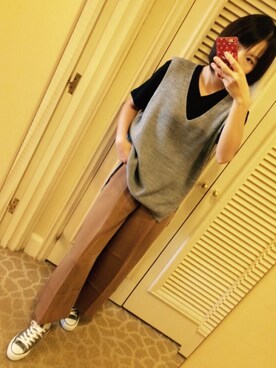 「アイテム（スーツベスト、グレー系）」を使った、R.Kさん（レディース・165cm）の秋コーディネート