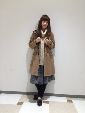 「ナチュラル」｜「アイテム（ダッフルコート）」を使った、♕Yuka♕さん（レディース・162cm）の秋コーディネート