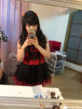 「アイテム（チュニック、レッド系）」を使った、Eva兔纸さん（レディース・160cm）の秋コーディネート