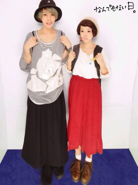 「カップル」｜「アイテム（ハンチング/ベレー帽）」を使った、moeさん（レディース・151cm）の秋コーディネート