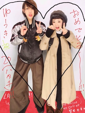 「カップル」｜「アイテム（トレンチコート）」を使った、moeさん（レディース・151cm）の冬コーディネート