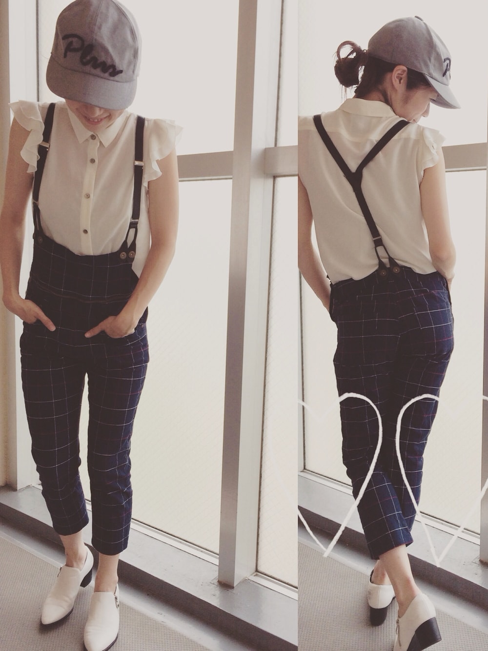 「サロペット、キャップ、母コーデ、ハグマグ」｜「LUCA/LADY LUCK LUCAのWork BY LC/LLL ２WAYサロペット（サロペット/オーバーオール、ブルー系）」を使った、fumiさん（レディース・155cm）の夏コーディネートの1枚目の写真