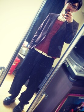 「DRESSEDUNDRESSED（ドレスドアンドレスド）のラバーソール（ドレスシューズ、ブラック系）」を使った、KTAさん（メンズ・172cm）の春コーディネート