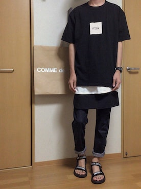 「H&M」｜「アイテム（サンダル）」を使った、ゆーとさん（メンズ・182cm・20代）の夏コーディネート