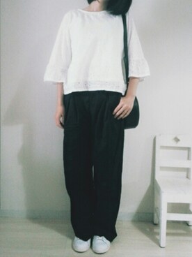 「adidas Originals（アディダスオリジナルス）のadidas originals アディダス stan smith スタンスミス black（スニーカー）」を使った、annさん（レディース・153cm）の春コーディネート