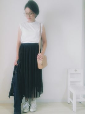 「無地党」｜「アイテム（デニムジャケット）」を使った、annさん（レディース・153cm）の秋コーディネート