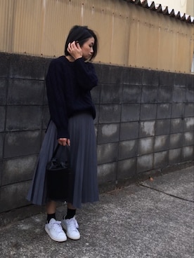 「adidas Originals（アディダスオリジナルス）のadidas originals アディダス stan smith スタンスミス black（スニーカー）」を使った、annさん（レディース・153cm）の冬コーディネート