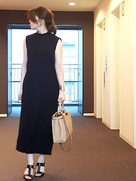 「ENFOLD（エンフォルド）のアイテム（ワンピース）」を使った、川上桃子さん（レディース・158cm）の夏コーディネート