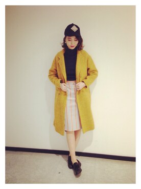 「LILY BROWN（リリーブラウン）のアイテム（チェスターコート）」を使った、mipopo1022さん（レディース・165cm）の冬コーディネート