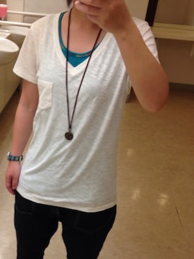 「Right-on（ライトオン）のアイテム（Tシャツ/カットソー、ホワイト系）」を使った、IKuMiさん（レディース・150cm）の夏コーディネート