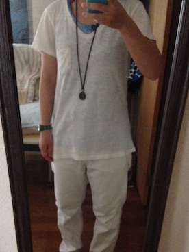 「Right-on（ライトオン）のアイテム（Tシャツ/カットソー、ホワイト系）」を使った、IKuMiさん（レディース・150cm）の夏コーディネート