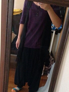 「and it_（アンドイット）のアイテム（Tシャツ/カットソー、パープル系）」を使った、IKuMiさん（レディース・150cm）の秋コーディネート