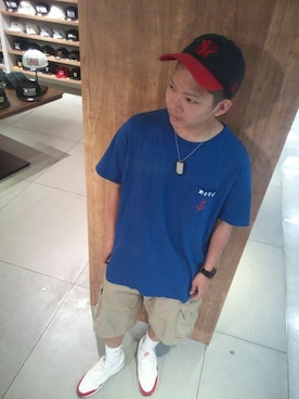 「ポケットＴシャツ」｜「アイテム（キャップ）」を使った、NISHIYAMAさん（メンズ・160cm）の夏コーディネート