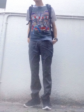 「TALKING ABOUT THE ABSTRACTION（トーキング　アバウト　ジ　アブストラクション）のアイテム（Tシャツ/カットソー）」を使った、ばばさん（メンズ・174cm）の秋コーディネート