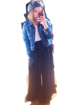 「デニム ジャケット」｜「アイテム（オールインワン・サロペット）」を使った、a*さん（レディース・148cm）の春コーディネート