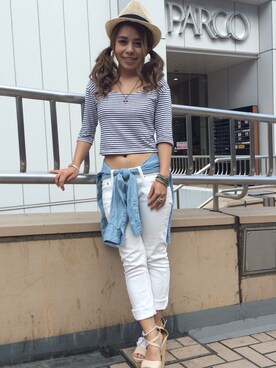 「onewayのアイテム（Tシャツ/カットソー、ホワイト系）」を使った、nao♡さん（レディース・148cm）の秋コーディネート