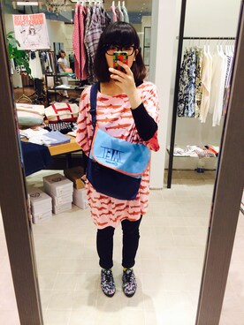 「mercibeaucoup,（メルシーボークー）のサメザメティー（One piece dress、ピンク系）」を使った、yamaさん（レディース・160cm）の夏コーディネート