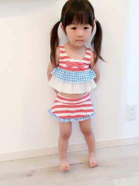 「Moujonjon（ムージョンジョン）のアイテム（水着/着物・浴衣）」を使った、h♡e♡aさん（キッズ・90cm）の夏コーディネート