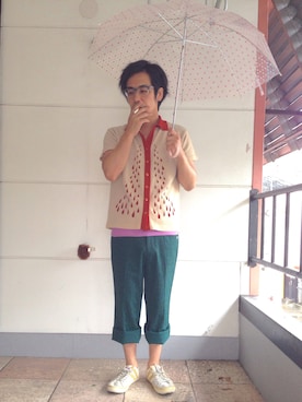 「傘」｜「アイテム（雑貨/ホビー）」を使った、トオル!!さん（メンズ・161cm）の夏コーディネート