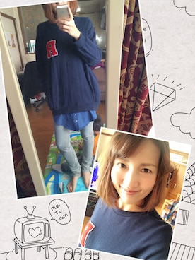 「RCWB（アールシーダブリュービー）のアイテム（スウェット）」を使った、yoyoさん（レディース・168cm）の冬コーディネート