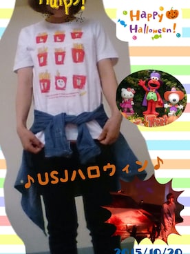 「aikoTのアイテム（Tシャツ/カットソー、ホワイト系）」を使った、utaunsさん（レディース・151cm）の秋コーディネート