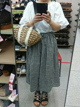 「SM2（エスエムツー）のアイテム（スカート、ブラック系）」を使った、utaunsさん（レディース・151cm）の夏コーディネート