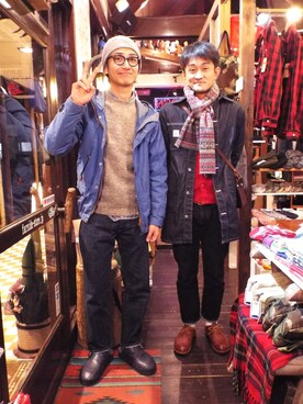 「アイテム（マウンテンパーカー、ブルー系）」を使った、takaoさん（メンズ・173cm）の春コーディネート