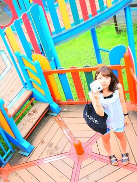 「カメラ女子」｜「アイテム（トートバッグ）」を使った、Iroha Koikeさん（レディース・157cm）の夏コーディネート
