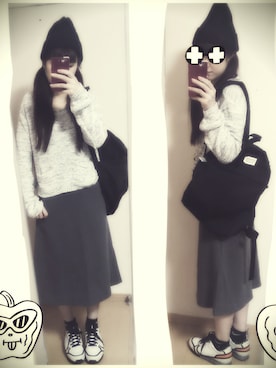 「Aラインスカート」｜「アイテム（帽子）」を使った、⊿кαηа⊿さん（レディース・163cm）の秋コーディネート