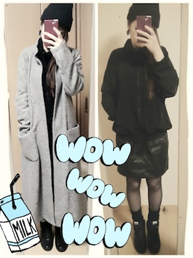 「ルーズソックス」｜「アイテム（ノーカラージャケット）」を使った、⊿кαηа⊿さん（レディース・160cm）の冬コーディネート