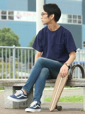 「TIMEX（タイメックス）のアイテム（アナログ腕時計）」を使った、honmaさん（メンズ・176cm）の夏コーディネート